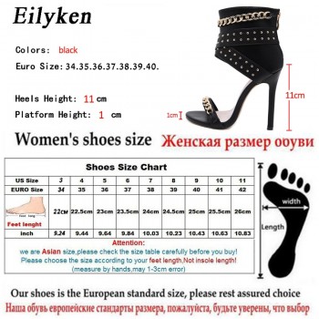 Eilyken 2020 New Rivet Metal Decoration High Heel Women Sandals Cover Heel For Party Gladiator Ladies Shoes Black Size 35-40